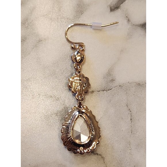 Napier Gold-Tone Red & Clear Crystal Teardrop Dangle Earrings For Women - Picture 5 of 5